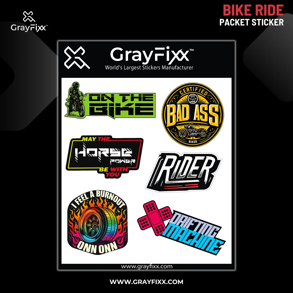 Bike Rider Packet Sticker | Printed In Premium Gloss Vinyl With FPF(Fade Protection Film), Water Proof, Precut Sticker, Pack Of 1, Size 2.0